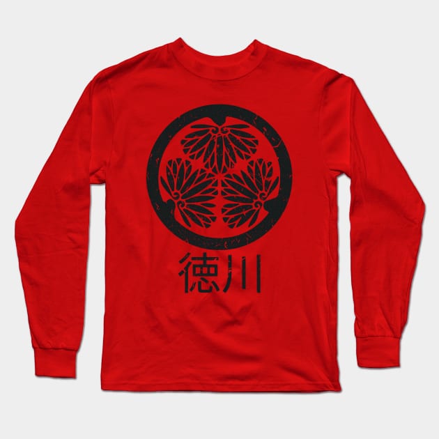 Tokugawa Crest Black Long Sleeve T-Shirt by MythoCulture